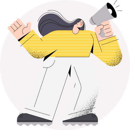 Illustration of a person announcing through a megaphone
