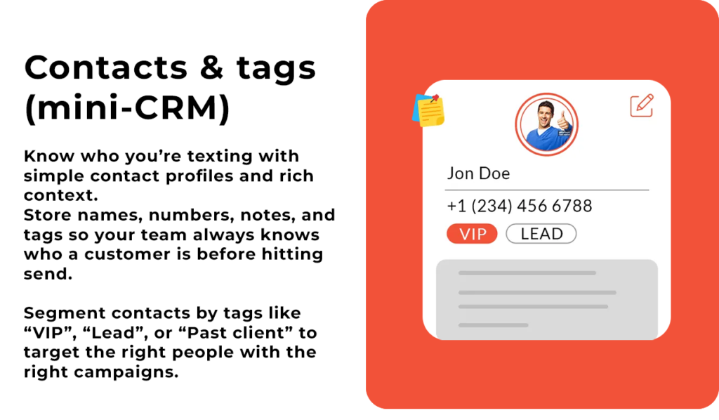 Volts Connect contacts and tags mini-CRM